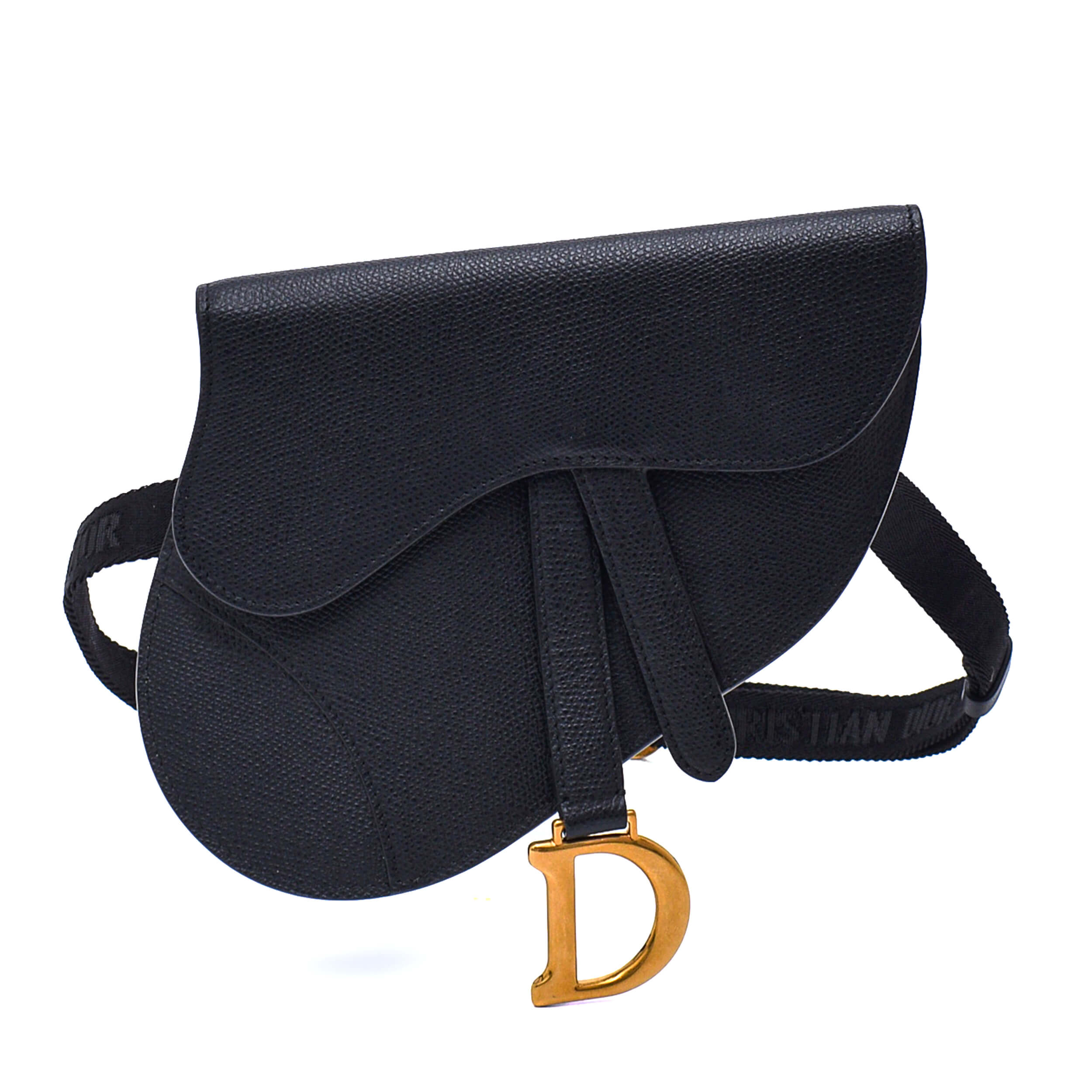 Christian Dior - Black Calfskin Leather Small Saddle Belt Bag 